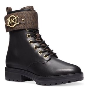 Michael Kors. Women's Rory Lace-Up Signature Strap Ankle Booties